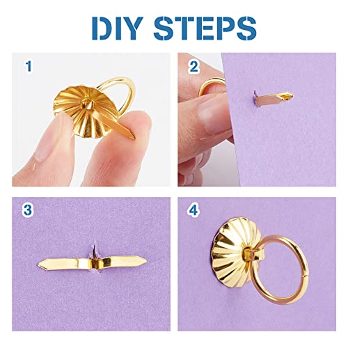 Image of GORGECRAFT 40PCS 4 Colors Metal Brad Fasteners with Pull Rings Mini Brad Paper Fasteners Scoreboard Handle Drawer Decoration Accessories for DIY Crafts Kitchen Bathroom Books