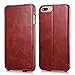 iPhone 8 Plus Case, iPhone 7 Plus Case, Benuo [Vintage Classic Series] Genuine Leather Handmade Folio Flip Leather Case, Ultra Slim, Magnetic Closure with Stand for Apple iPhone 8 Plus/7 Plus(Red)