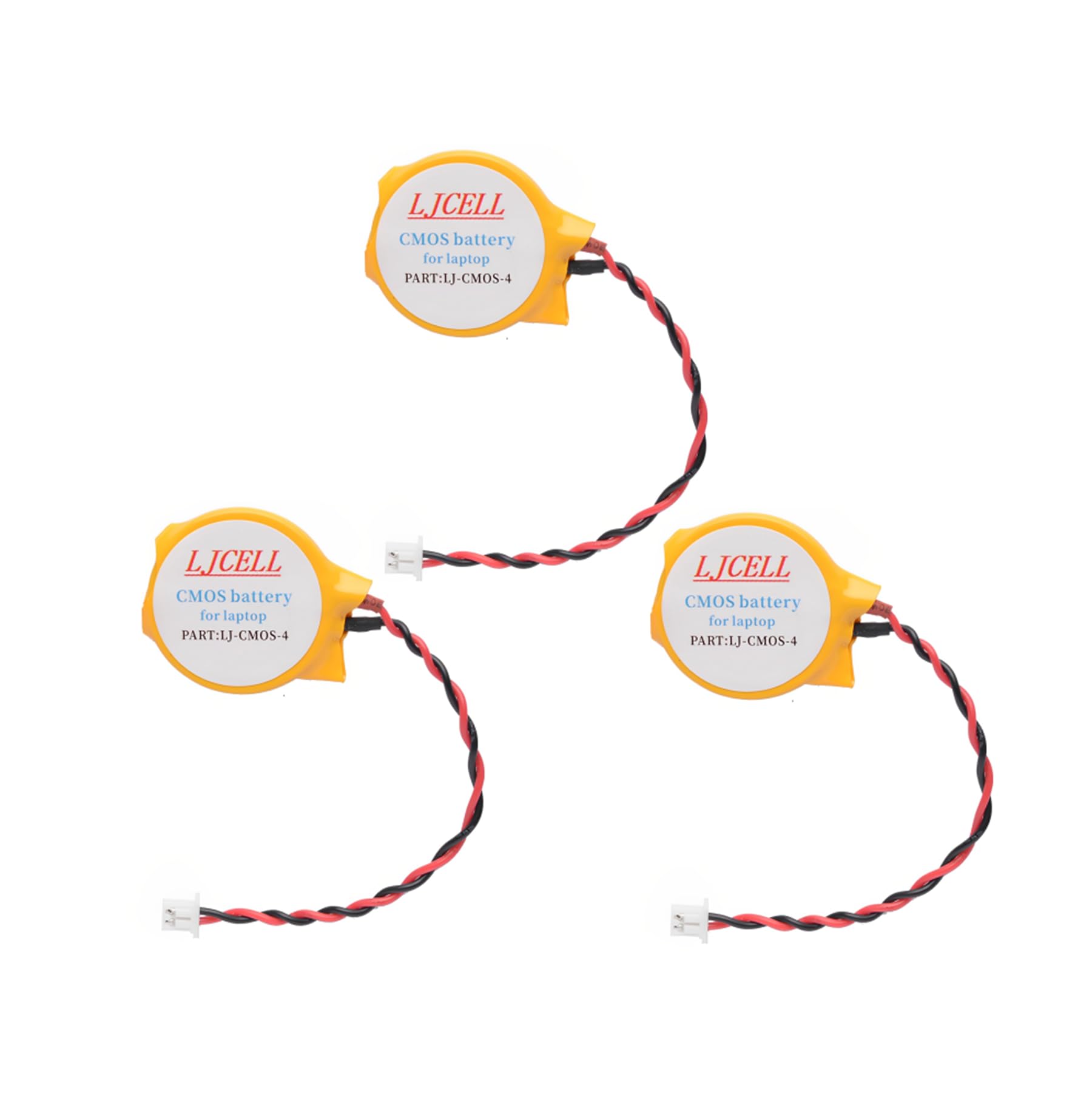 3 Pcs Cmos Battery for Dell Latitude E5440 E5450 E6440 E6420 E7440 E7240 for Alienware M11x R1 R2 Area-51 M9700 M9750 Laptop Bios Rtc CR2032 Battery with 2 Wire and Connector