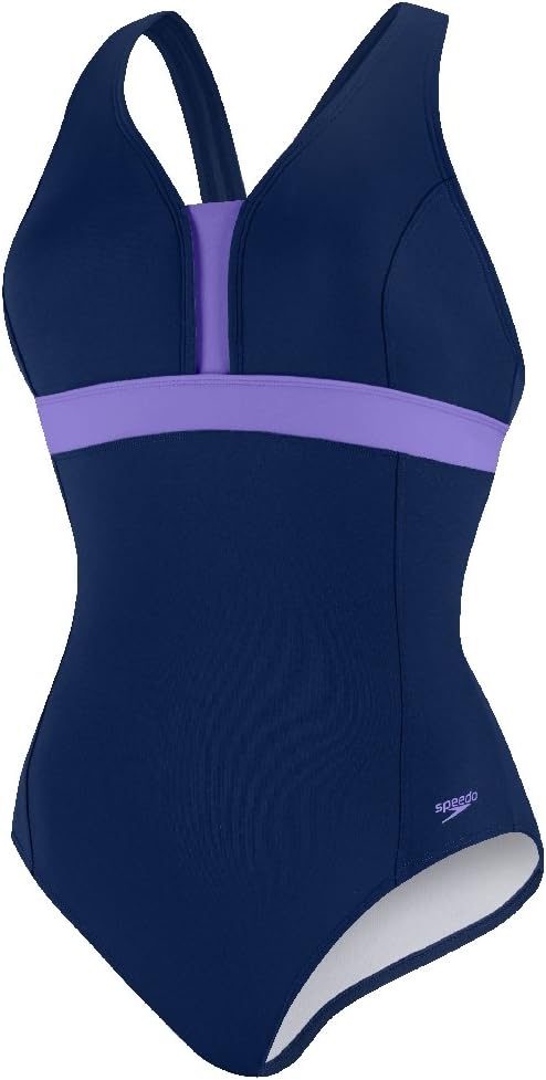 Speedo Women's Color-Blocked Cross-Back One-Piece Swimsuit