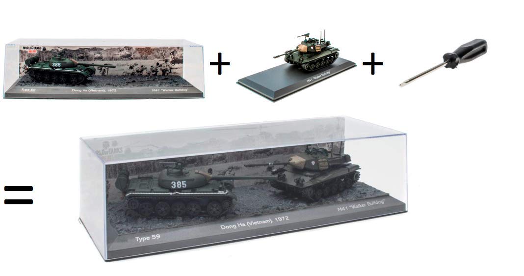 Lot De 2 Chars Militaires 1:72 World Of Tanks - Type 59 + M41 Walker Bulldog - Bataille De Dong Ha Vietnam 1972