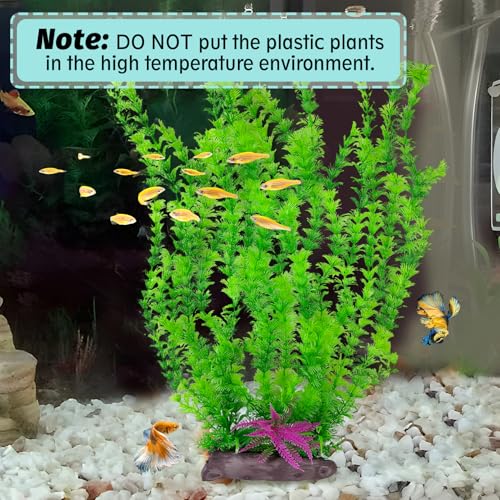 Image of Hamiledyi Aquarium Plastic Plants Aquarium Decor Artificial Fish Tank Plants,Tall Fish Tank Decorations, Extra Large Aquarium Plant 20.4-inch Tall,1PCS