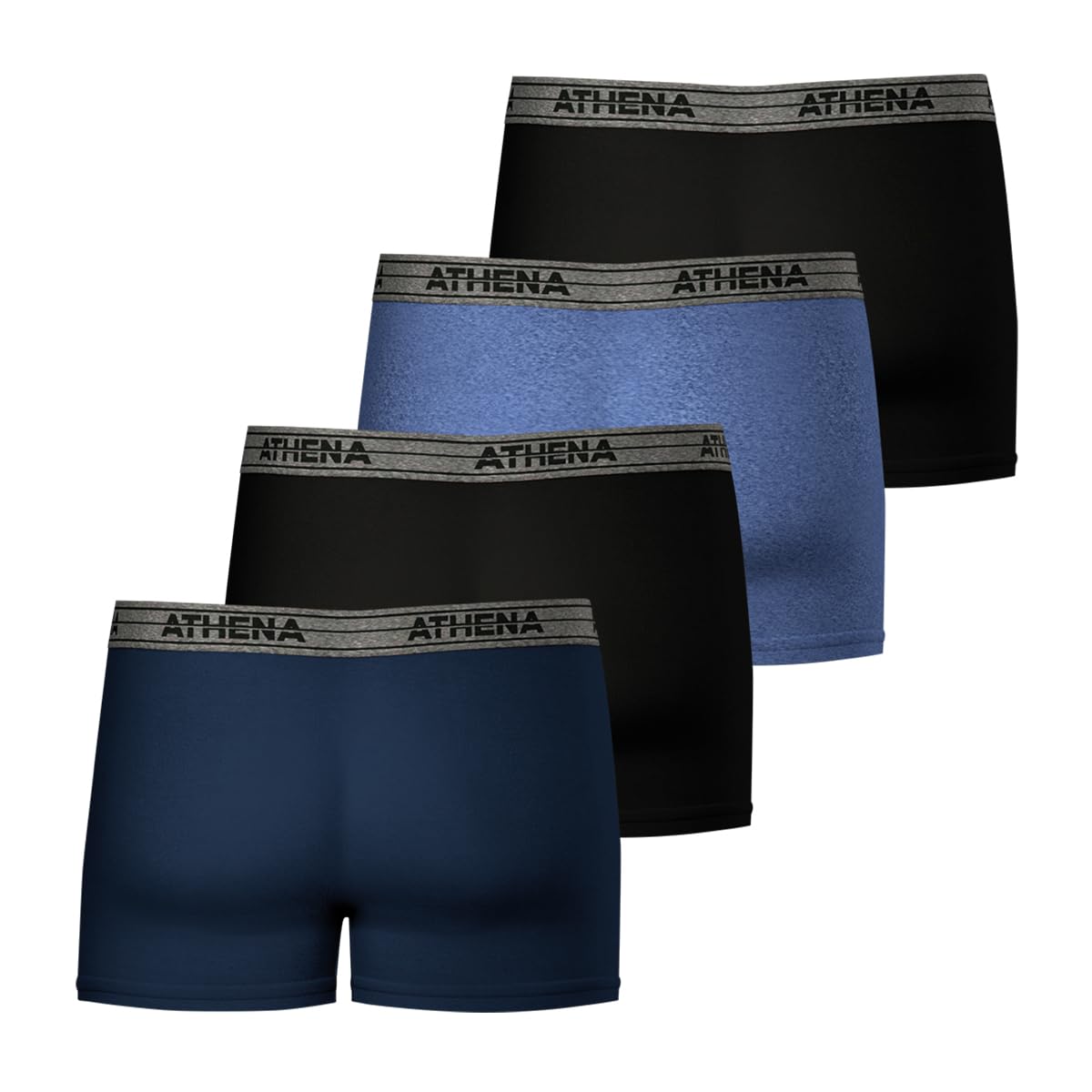 Athena - Lot de 4 Boxers Homme Ecopack - Boxers Coton Stretch Respirant - Label Oeko-TEX® Standard 100 - Coupe Ergonomique, Doublure Avant, Confort et Maintien