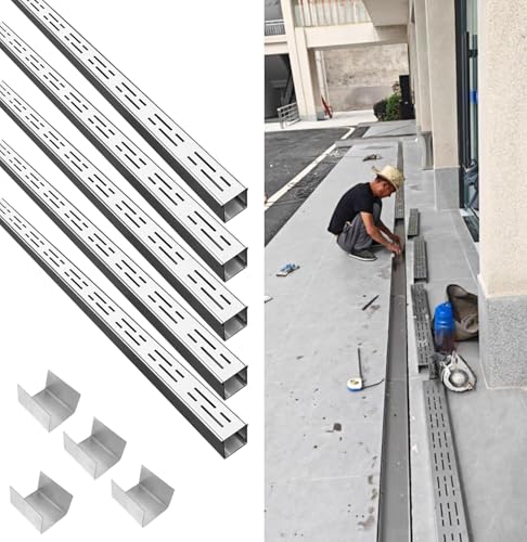 Caniveau de drainage pour terrasse extérieure - Kit mince 100x5x3cm en inox 304