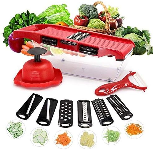 Azornic Mandoline Vegetable Slicer Mandolin Cutter Grater 6 Interchangeable Blade for Veggie as Potato, Onion, Cucumber, Ginger etc