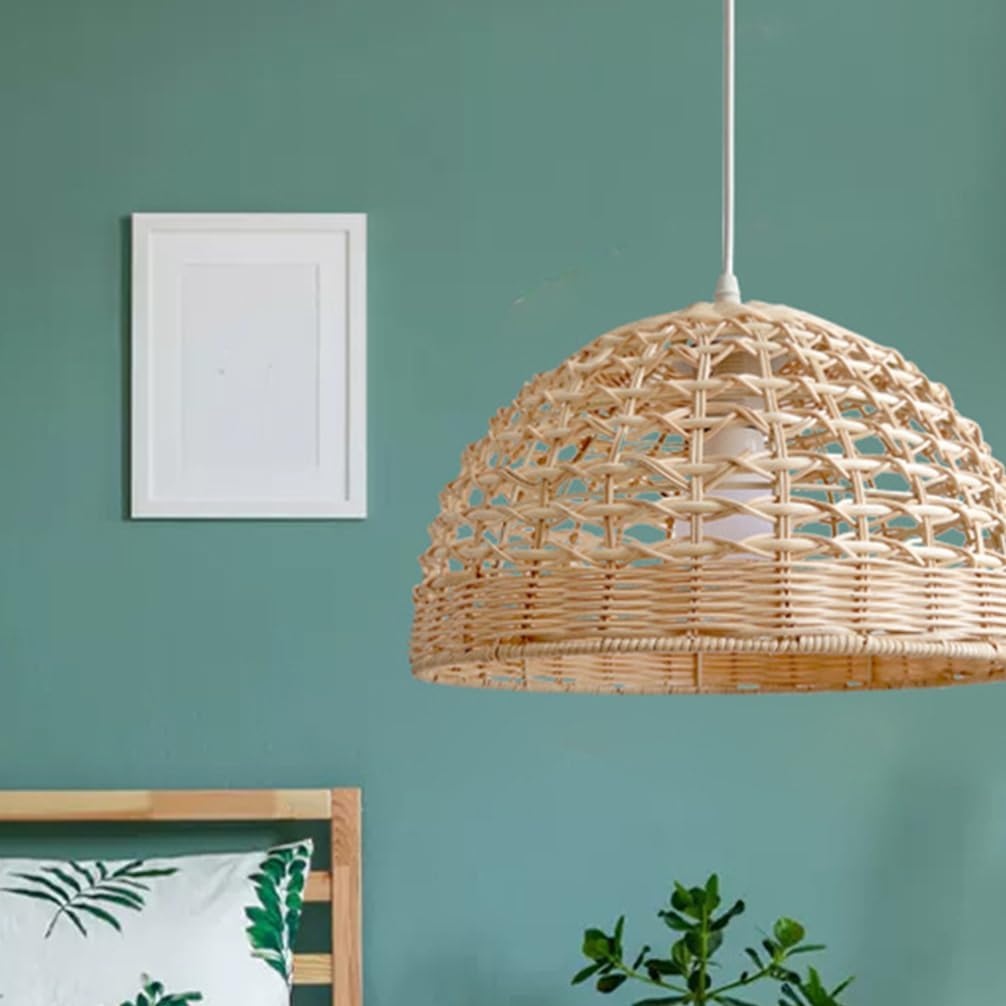 Gadpiparty Woven Pendant Lamp Shade Rustic Woven Lampshade for Light Bulb Decorative Vintage Design for
