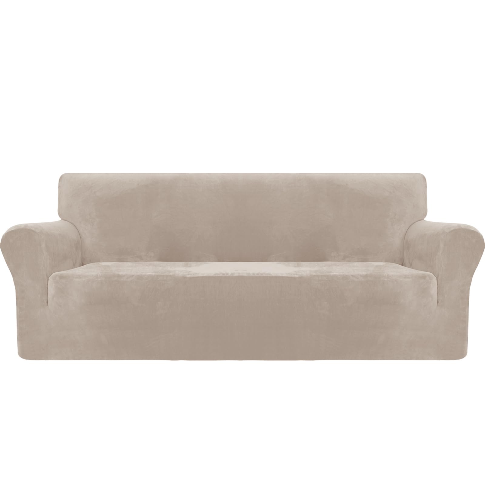 MAXIJIN Copridivano in velluto spesso Copridivano antiscivolo a 3 posti super elasticizzato per cani Pet Friendly 1 pezzo Protezione per mobili peluche (3 posto, Velluto Cachi)