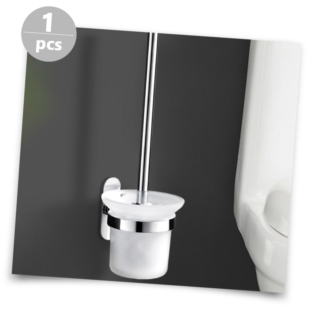 Juego de cepillo de inodoro de montaje en pared con soporte para jabón y cepillo de limpieza profunda, kit de limpieza de baño para cubo de pasta de dientes y más