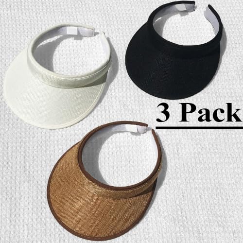 Image of 3 Pieces Clip On Visors Women Men Visor Sun Hats Hat Outdoor Sports Golf Beach Travel Tennis Cap