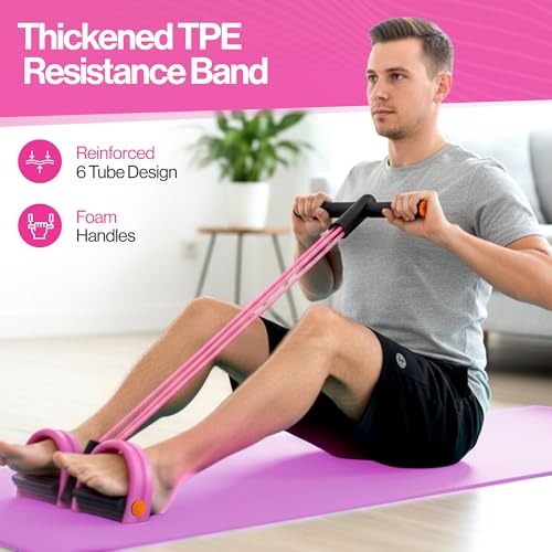 Pedal Resistance Band with Handle, 6 Tube Multifunction Foot Pedal Resistance Band, Arm & Waist Training Tummy Trimmer Ab Workout Equipment for Home Gym Men Women - Image 3