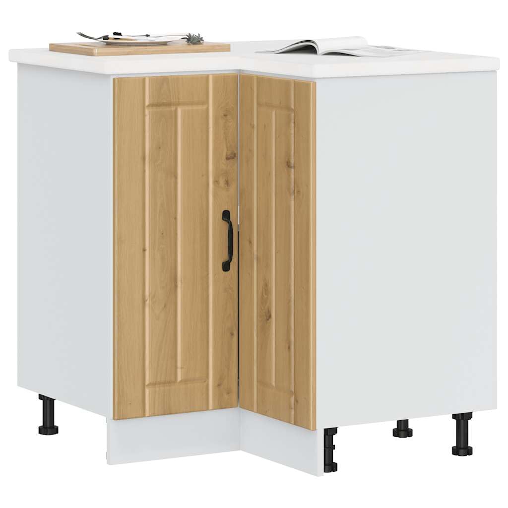 Lucca Artisan - Mobiletto angolare da cucina in legno di quercia Artisan, con piedini regolabili, molto spazio per stoviglie, pentole e utensili da cucina, adatto per credenza, credenza