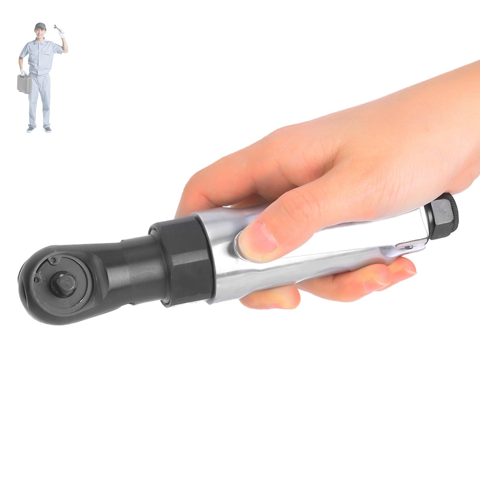 Trinquete de aire Mango recto Mini trinquete de aire Accesorio roscado de 1/4 de pulgada Llave de cabeza cuadrada de 3/8 de pulgada Herramientas neumáticas para trabajos