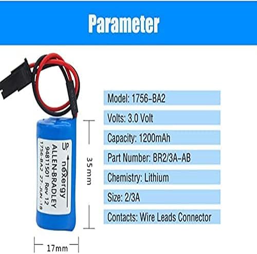 Miniatura 3 de HUHAO 3V 1800mAh 1756-BA2 (Pack of 14) Replacement Lithium Battery for Allen Bradley BR23A-AB PLC Control Battery