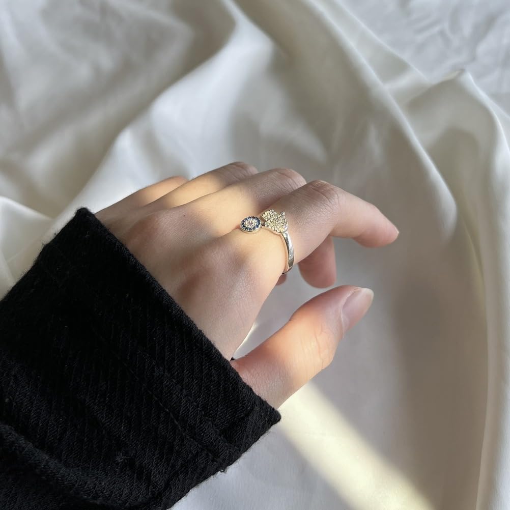 Anello da donna unico in argento sterling S925 con zircone cubico, anello aperto regolabile impilabile per donna, regalo di gioielleria per compleanno