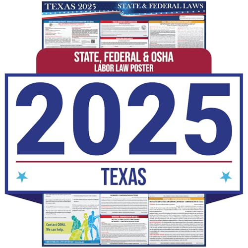 2025 Texas State and Federal Labor Law Poster - OSHA Workplace Compliant - Mandatory Regulations Posting for Employees - All in One Required Compliance Posting 16