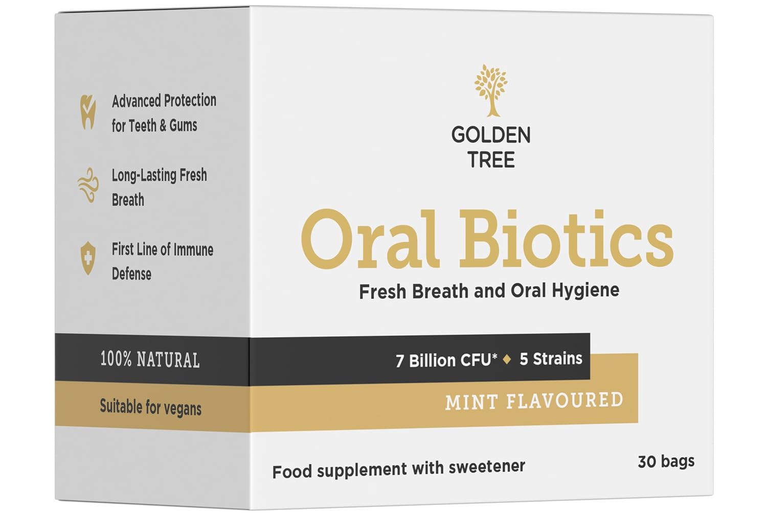 GOLDEN TREE Oral Biotics Komplex für die Mundhygiene, Minze, 30 Portionsbeutel