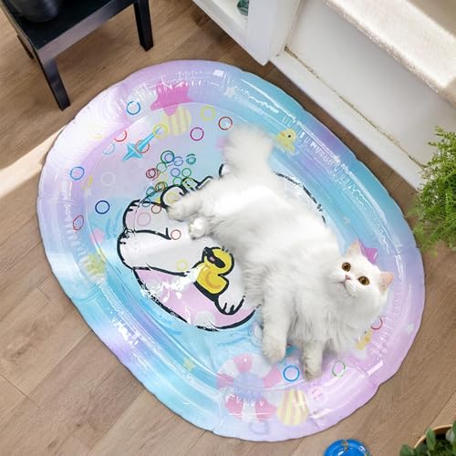 Tapis d'eau de jeu pour chats rafraîchissant avec pompe à air intégrée