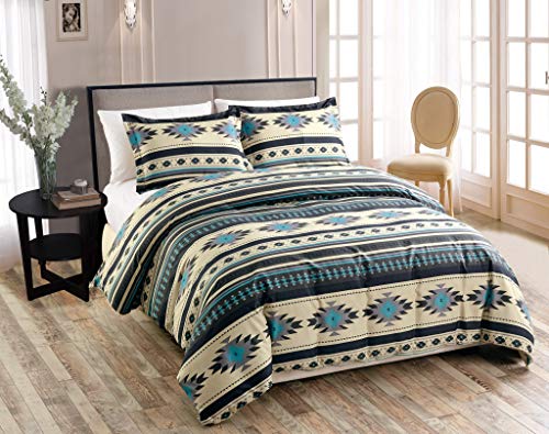 Chezmoi Collection 3-Piece Southwestern Geometric Tribal Multicolor Teal Beige Black Gray Duvet Cover Set Cover
