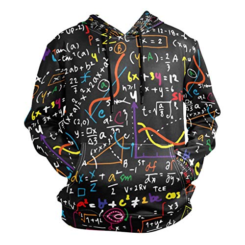 VAWA パーカー メンズ 長袖 おしゃれ 大きいサイズ プルオーバー トップス 薄手 柔らかい 春秋 ポケット付き カジュアル 面白い 数学柄 公式柄 幾何学