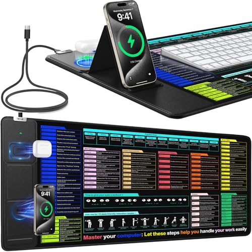 Image of Mouse Pad with Foldable Phone Holder, Wireless Charging Desk Mat 31.5x15.75 Mousepad with Superior Micro-Weave Cloth Non-Slip Waterproof Desk Pad