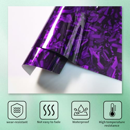 Image of Compatible with 11.8 inch x 4 inch Bowtie Emblem Wrap Kit for Chevy Logo Overlay Vinyl Wrap with Spatula and Cutter 3Pcs Purple Forged Carbon Fiber