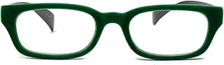EYEJETS Sydney Velvet Rimmed Reading Glasses | Magnifying Glasses | Rectangular Readers for Women (Green, 3, diopters)