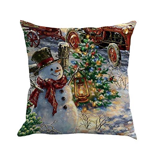 iLH Clearance!Christmas Pillow Cases,Tree Car Printed Linen Throw Pillow Cases Sofa Cushion Cover Home Party Decoration 18