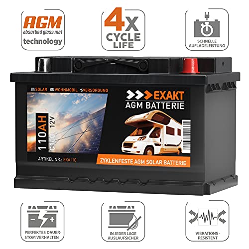 AGM-Batterie 110Ah 12V für Solaranwendungen und Wohnmobile