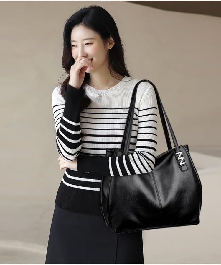 Large Tote Bag for Women Vegan Leather Tote Bag Shoulder Bag Handbags Purse Hobo Bag - Image 3