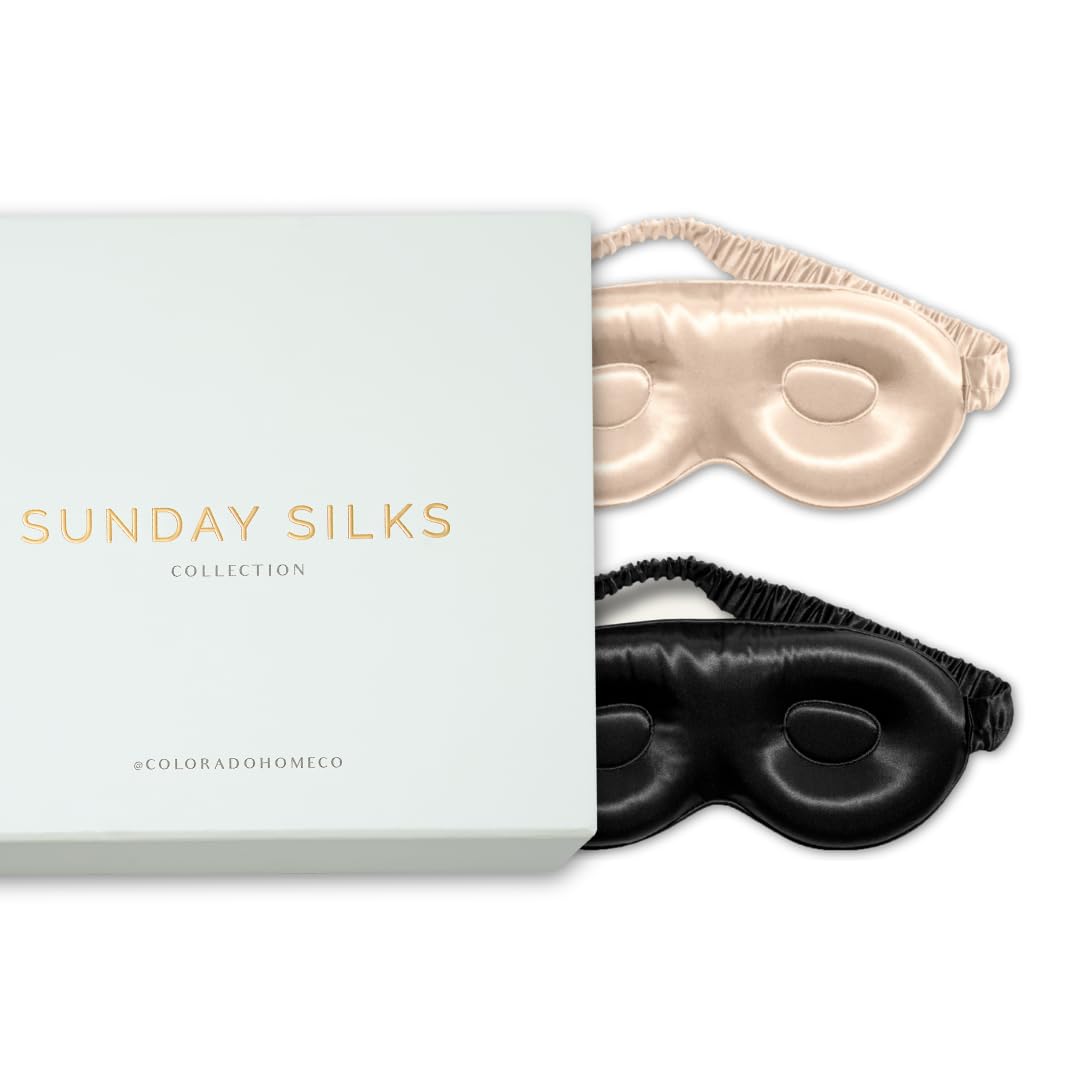 SUNDAYSILKS™ 3D Contoured Silk Sleep Mask | Padded Silk Eye Mask with Eye Cups for Lash Extensions | Blackout, Organic for Women & Men, Perfect for