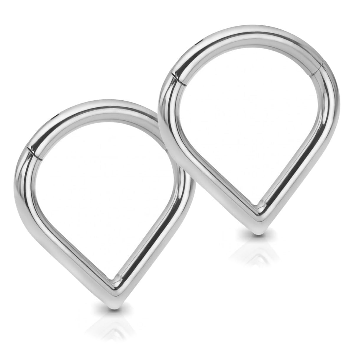 MQLSAERI2 piezas anillos de nariz en forma de V,piercing de tabique,oreja tabique clicker calibre 16,acero quirúrgico 316L tabique cartílago daith hélice tragus caracola joyería para mujer - plata