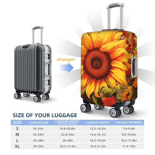 Luggage Cover Washable Elastic Suitcase Covers Sunflower Oil Painting Travel Baggage Cover Fashion Anti-scratch Suitcase Protector Decoraitve Covers Fits 18-32 Inch Luggages Small2