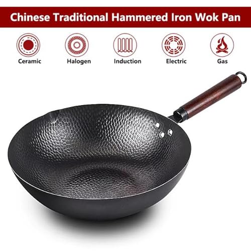Wok Pan 12.6" con tapa, acero carbono fondo plano miniatura 4