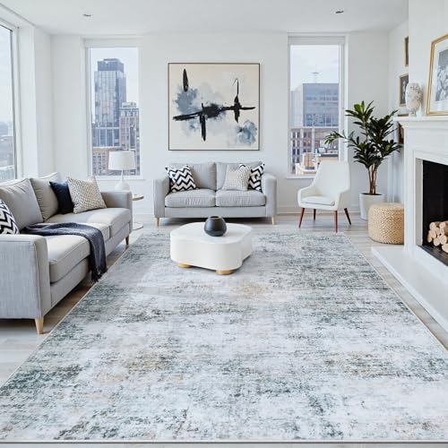 9x12 Area Rugs Washable Rug:Anti-Skid Abstract Modern Living Room Rug