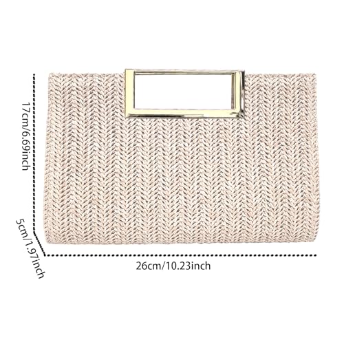 Bolso de mano tejido de rafia para mujer miniatura 4