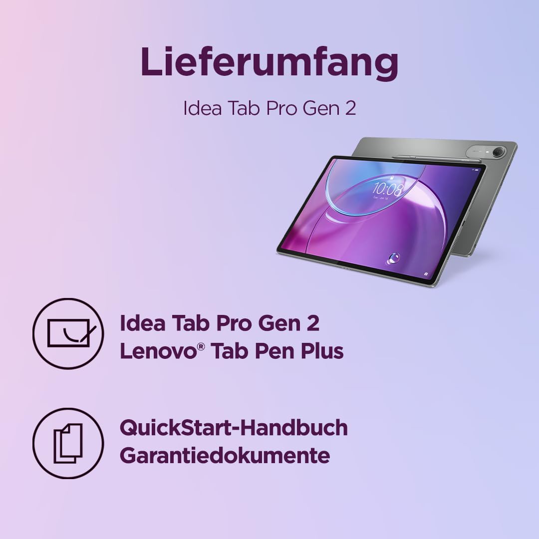 Lenovo Idea Tab Pro Gen 2 Tablet | 13" 3.5K LCD 16:10 Display | Snapdragon 8s Gen 4 | 8GB RAM | 128GB SSD | Adreno 825 Grafik | Android | Luna Grau | inkl. Lenovo Tab Pen Plus