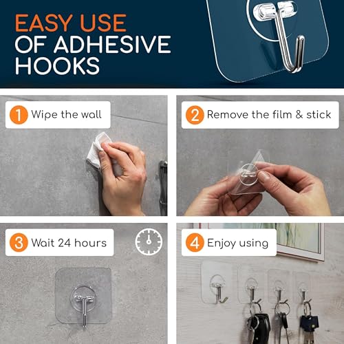 Image of Boniry Hooks for Wall Without Drilling, Self Adhesive Wall Hooks for Hanging Strong, Durable & Easy-to-Install Wall Hooks for Home & Office - No Tools Required (10 Pcs, Wall Hook)