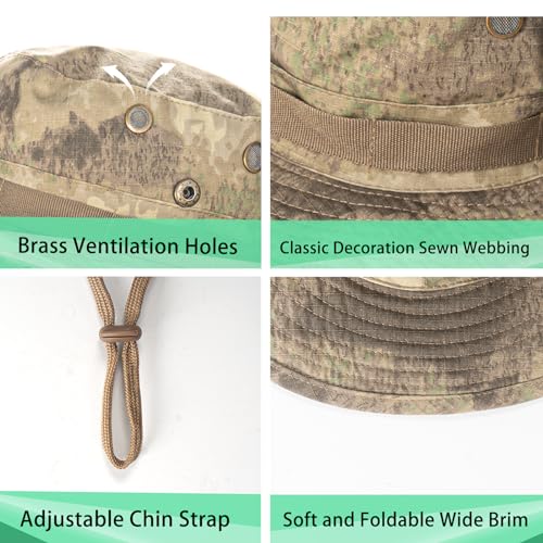 Image of Sun Hats for Men Women Boonie Hat UPF 50+ Bucket Hat Wide Brim UV Protection Fishing Hiking Safari Outdoor Hats