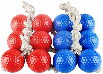 Sunfung Ladder Toss Ball Replacement Ladder Balls Bolos Bolas 6 Pack (3 Red + 3 Blue)