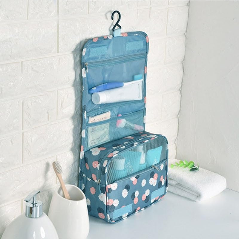Borsa da Toilette, Trousse cosmetica da Donna, Astuccio da Viaggio Impermeabile, Organizer per Articoli da Toilette, Beauty Case, Contenitore per Il Trucco da Bagno con Gancio, lav