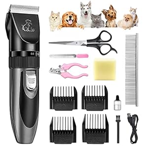 FACAIO Quiet Dog Clippers | Professional Clippers | Dog Cat Pet Hair Trimmer | Electric Dog Trimmer | Cordless Hair Trimmer | Cordless Pet Hair Trimmer (Grey)