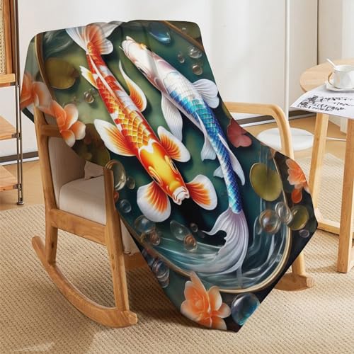 Couverture poisson flannel contre le froid, plaid lavable lit et canapé - 7