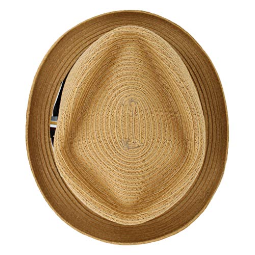 Image of Belfry Men /Women Summer Straw Pork Pie Trilby Fedora Hat in Blue, Tan, Black