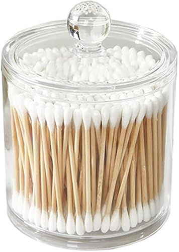 Soporte para cogollos de algodón, tarros de 10 onzas con tapas para bolas de algodón, hisopos y almohadillas (1 unidad)