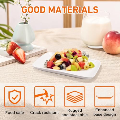EXTRAPINS 6 Stück Teller Rechteckig,23 x 13,5 cm Servierplatte Porzellan,Weiß Servierteller Länglich,Weiße Serviertablett,Klein Servierteller für Sushi, Kuchen, Dessert, Buffets, Fleisch, Salat