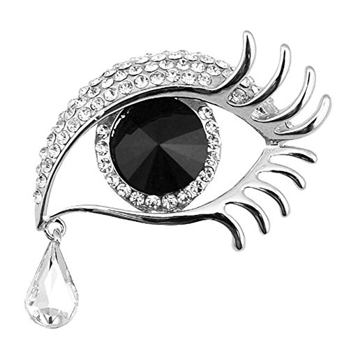 Hosaire Brooch Pin Angel Tear Corsage Scarf pin Rhinestones Breastpin for Wedding/Banquet/Bouquet Silver/Black