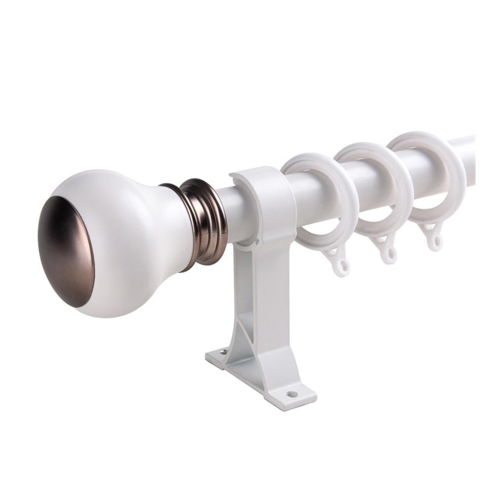 Tringle À Rideau Silencieuse Avec Supports Et Embouts, Ensemble De Tringles À Rideaux Modernes 100-600 Cm, Tringle À Rideaux Célibataire Décoratif Pour Pour Chambre À Coucher, Salon Ou Cuisine(White