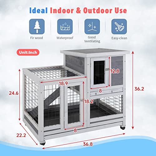 Bestpet RH-WD386-GRAY 37 Inch Wood Rabbit Hutch thumb #7