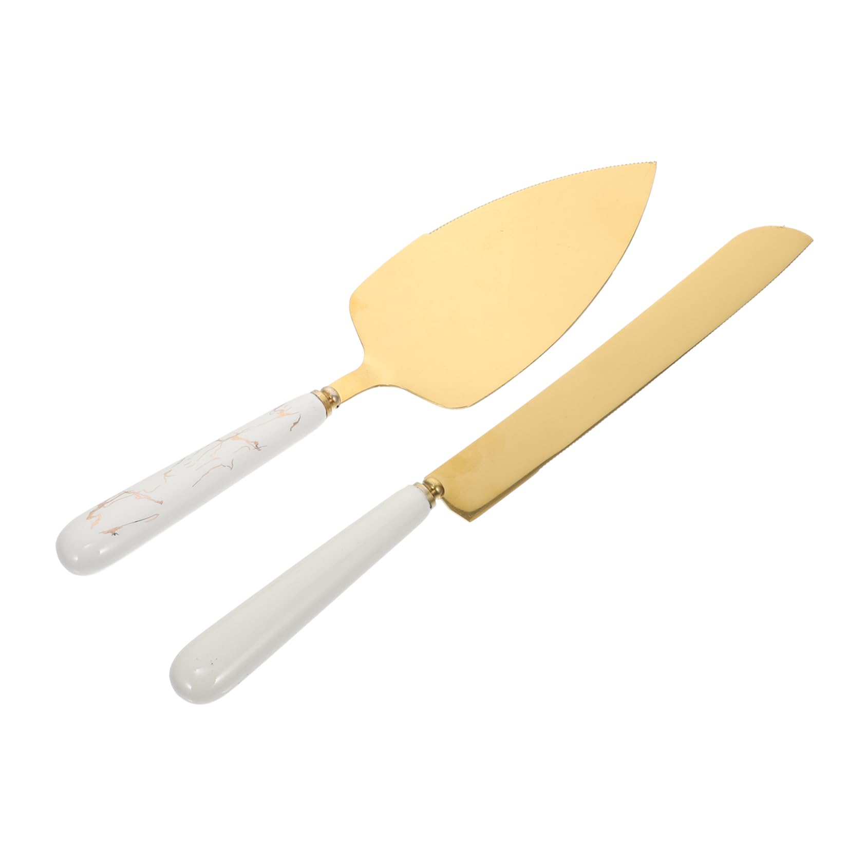 FUNOMOCYA 2pcs Stainless Steel Cake Cake Server Spatula Cake Baking Shovel Cake Spatula Pie Cutter Server Pizza Server Spatula Pie Triangle Spade Cake Cutter Spatula Ceramic White