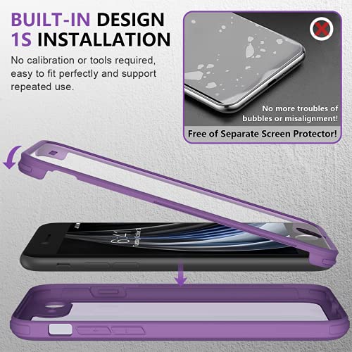 Image of Miracase Crossbody Phone Lanyard Cases, Clip and Go Strap for iPhone SE, Adjustable Crossbody Cell Belt with Zippered Pouch, Neck Shoulder Cell Lanyard for Women, Purple